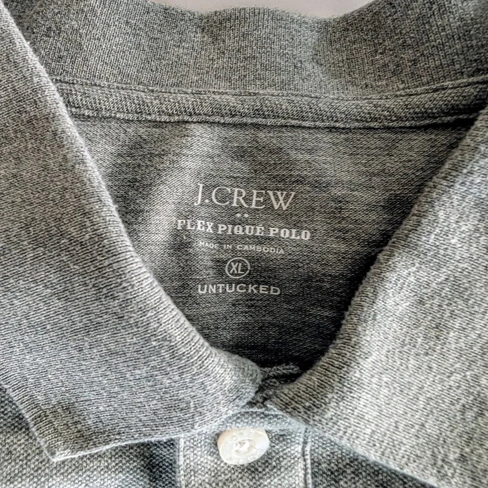 JCrew Flex Pique Polo Untucked Mens XL Gray Short Sleeve 2 button collar